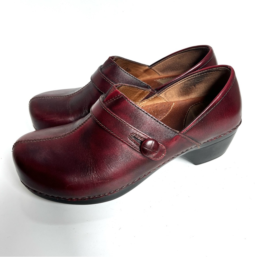 Dansko Burgundy Leather Mules